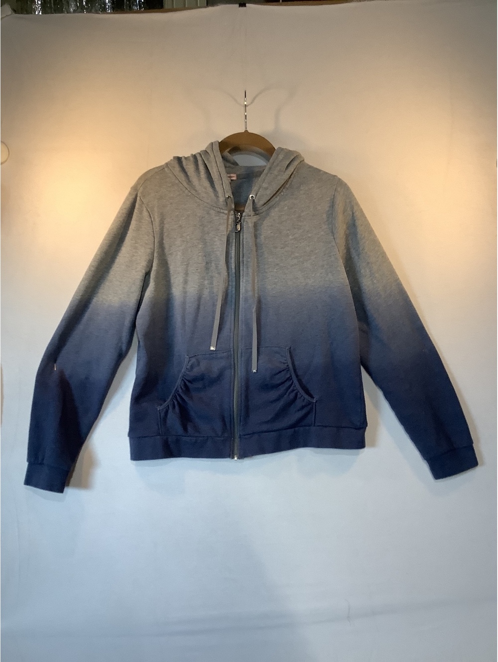 Juicy Couture Ombre Zip-Up Hoodie with Rhinestone Logo, Size Large